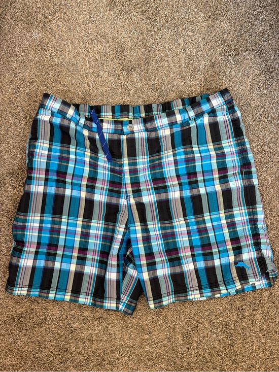 Tommy Bahama Other - Tommy‎ Bahama Relax Swim Trunks Mens XL Blue Teal Purple Plaid Yellow Lined